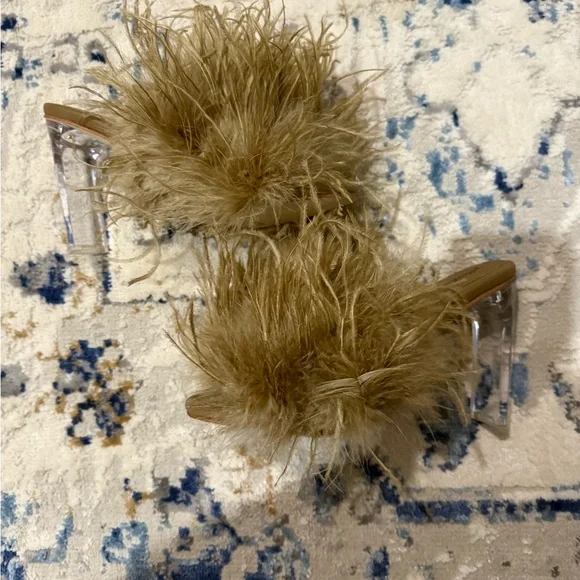 Jeffrey Campbell Brown/Taupe Feathered Heels - Picture 4 of 6